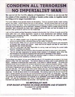 Condemn All Terrorism, No Imperialist War