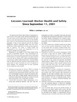 Lessons Learned: Worker Health and Safety Since September 11, 2001