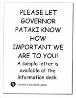 Please Let Governor Pataki Know How Important We Are To You!
