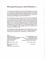 We stand for peace and tolerance