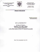 Statement by Igor S. Ivanov, Minister of Foreign Affairs of the Russian Federation [1 of 8]