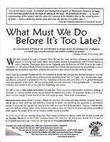 What Must We Do Before It's Too Late?