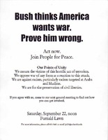 Bush thinks America wants war.  Prove him wrong.