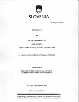 Statement by H.E. Dr. Ernest Petric, Ambassador, Permanent Representative of Slovenia in the United